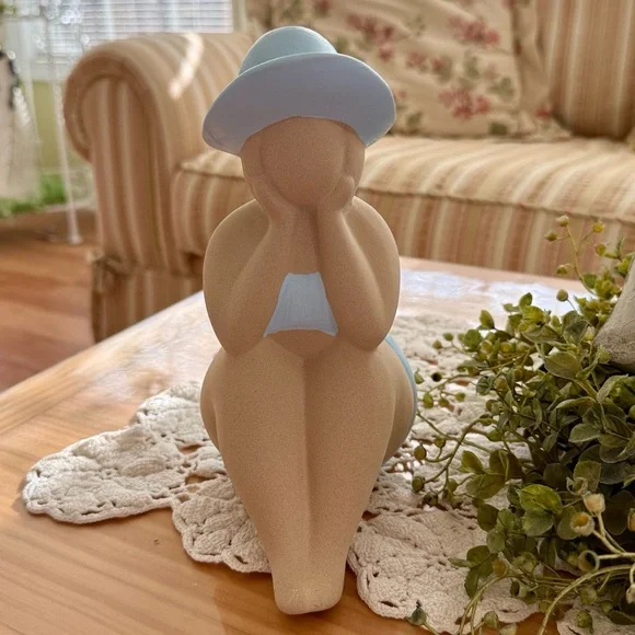 Ashland Summer Decor Light Blue Bandeau Bikini Curvy Bathing Beauty Figurine - Picture 2 of 9